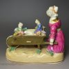 Staffordshire porcelain model of a cat and two kittens, circa 1830 Alcock Pottery