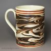 Creamware pottery snuff box 'I Bell 1780', dated 1780