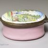 Bilston enamel patch box 'Cheltenham Spa From the Serpentine Walk', circa 1780