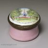 Bilston enamel patch box 'Cheltenham Spa From the Serpentine Walk', circa 1780