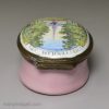 Bilston enamel patch box 'Cheltenham Spa From the Serpentine Walk', circa 1780