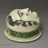 Creamware pottery snuff box 'I Bell 1780', dated 1780
