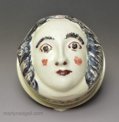 Creamware pottery snuff box 'I Bell 1780', dated 1780