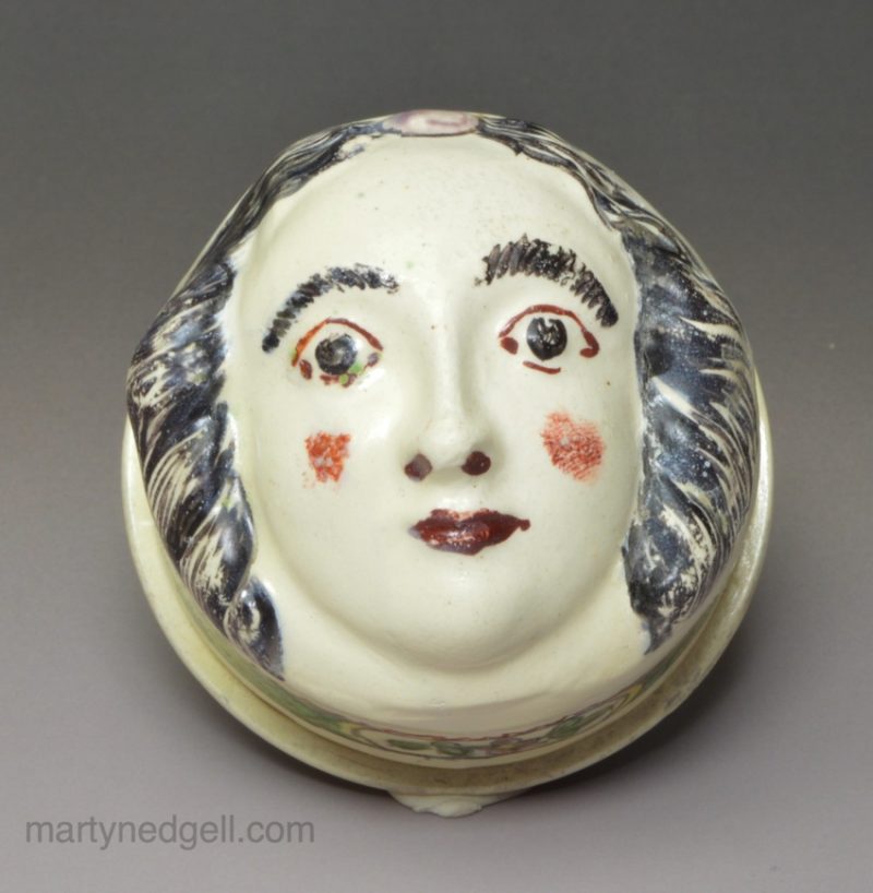 Creamware pottery snuff box 'I Bell 1780', dated 1780