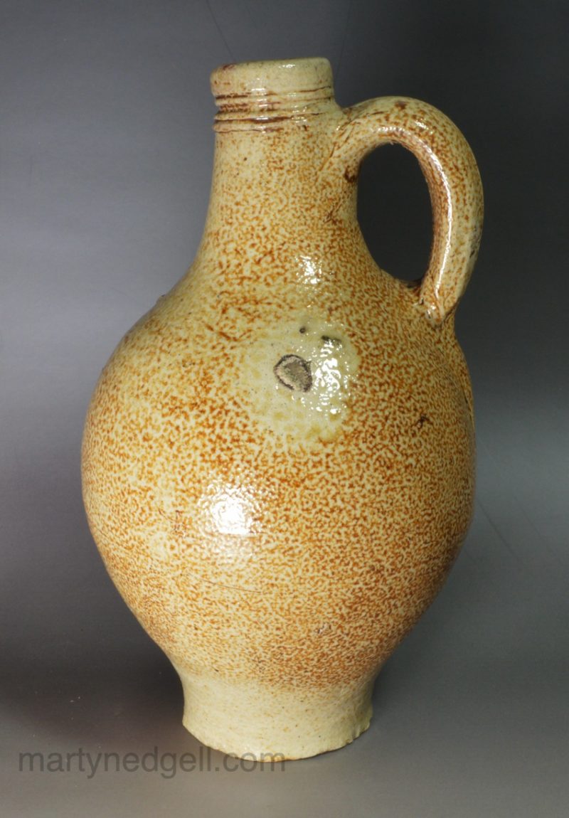 Saltglaze stoneware bottle, circa 1680 John Dwight, Fulham London