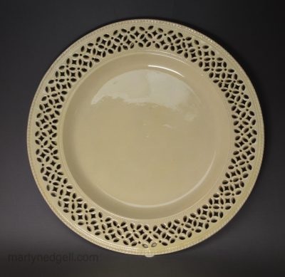Creamware pottery pierced plate, circa 1780