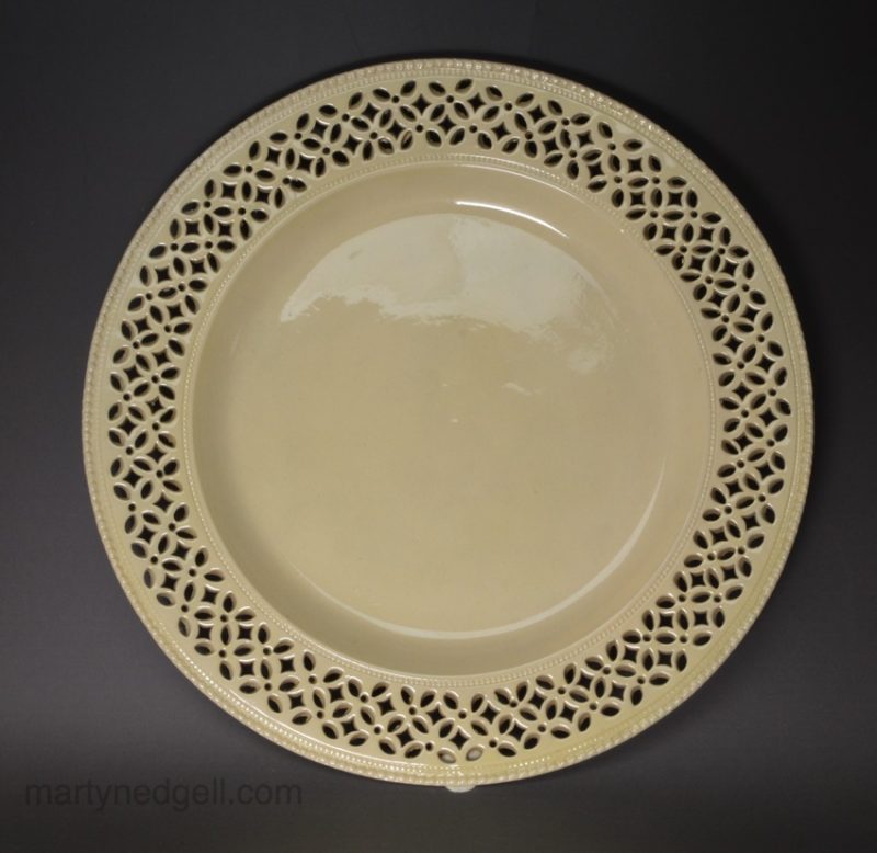 Creamware pottery pierced plate, circa 1780