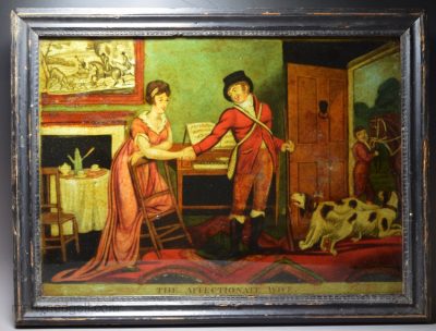 Reverse print on glass 'THE AFFECTIONATE WIFE', circa 1807