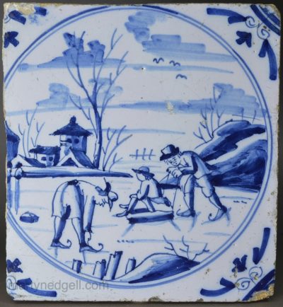 London delft tile, circa 1750