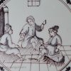 Bristol delft biblical tile of Joseph interpreting the butler and bakers dreams, circa 1760