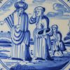 Dutch Delft biblical tile of Abraham casts out Bondwoman, circa 1750