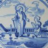 Dutch Delft biblical tile of Jesus appears to Mary, circa 1750
