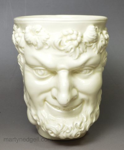 Creamware pottery Satyr mug, circa 1780