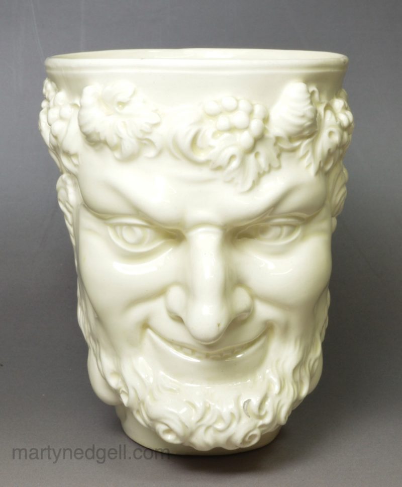Creamware pottery Satyr mug, circa 1780