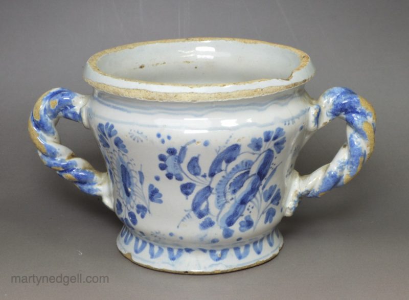 Small London delft loving cup, circa 1700
