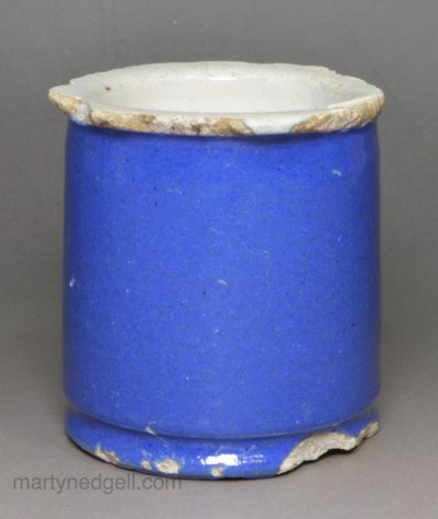 London delft ointment pot, circa 1835, Glasshouse Street Pottery