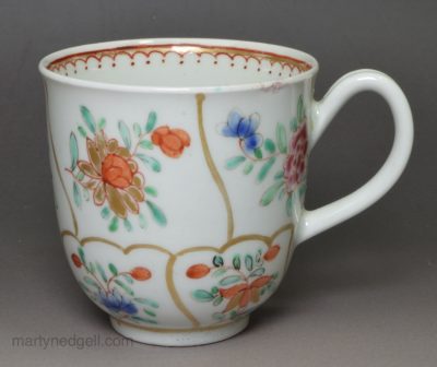 Worcester porcelain polychrome coffee cup, circa 1770