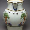 Small prattware pottery moulded jug 'Military Review', circa 1810
