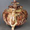 Creamware pottery teapot decorated with Whieldon type colour under the glaze, circa 1770