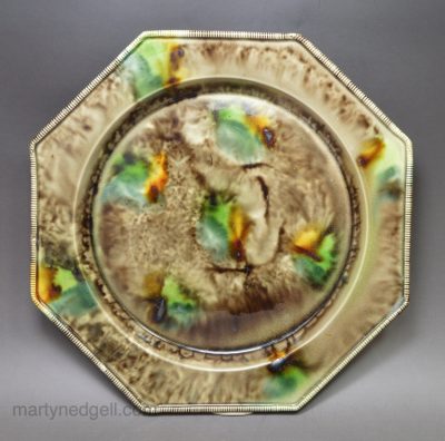 Whieldon type, creamware pottery silver shaped plate decorated with oxides under the glaze, circa 1770