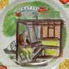 Pearlware pottery child's plate 'WEAVING', circa 1820 probably Welsh pottery