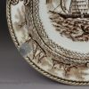 Pearlware pottery cup plate decorated with a transfer print of 'American Marine', circa 1836