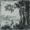 Liverpool delft tile decorated with a Sadler Aesop's Fable tile 'The Fox and the Crow', circa 1770