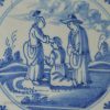 Dutch Delft biblical tile 'Jesus heals a woman with an issue of blood', circa 1750