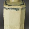 Creamware pottery tea canister, circa 1770, Greatbatch Pottery Staffordshire