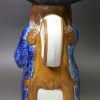 Prattware pottery Toby jug with hat, circa 1820,