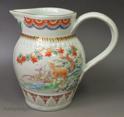 Japanese porcelain jug moulded in an English Prattware style, circa 1800