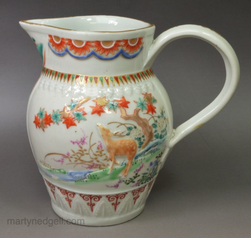 Japanese porcelain jug moulded in an English Prattware style, circa 1800