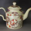 Creamware pottery teapot printed with 'Captain James Cook directed by Britannia', circa 1776, Greatbatch Pottery
