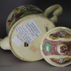 Creamware pottery teapot printed with 'Captain James Cook directed by Britannia', circa 1776, Greatbatch Pottery