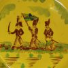 Canary Yellow child's plate 'PLAYING AT SOLDIERS', circa 1820