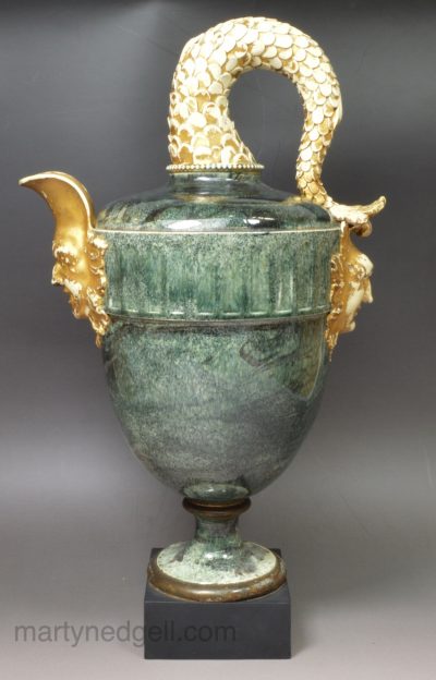 Wedgwood & Bentley white terra-cotta Stella ewer with sponged underglaze decoration, circa 1785