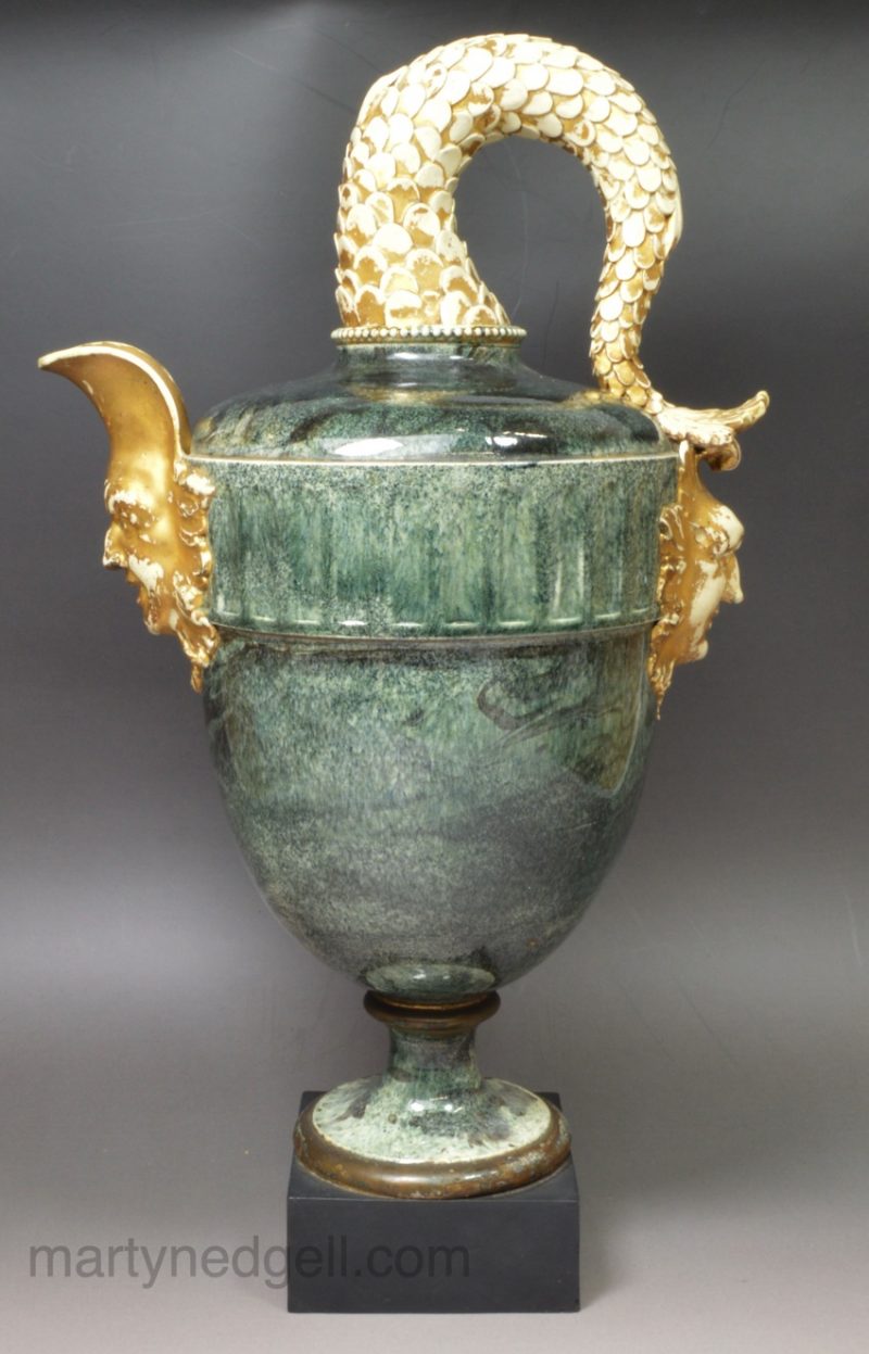 Wedgwood & Bentley white terra-cotta Stella ewer with sponged underglaze decoration, circa 1785