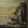 Monochrome needlework picture 'THE COUNTRY WAKE', circa 1820