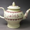 Creamware pottery teapot Painted with enamels over the glaze, circa 1780
