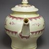 Creamware pottery teapot Painted with enamels over the glaze, circa 1780