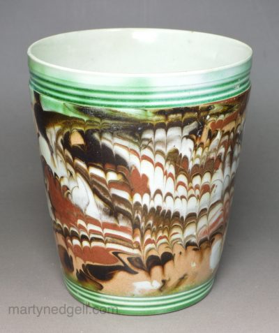 Pearlware pottery beaver decorated with combed and scroddled slip, circa 1800