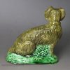Pearlware pottery figure of a spaniel decorated with colours under the glaze, circa1790