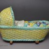 Pearlware pottery child's toy cradle and baby, circa