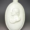 Pearlware pottery flask moulded with King George III, circa 1790