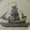 Liverpool creamware pottery marriage plate dated 1783, printed with a small boat 'PROJECT'