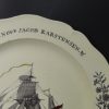 Liverpool creamware pottery marriage plate dated 1783, printed with a small boat 'PROJECT'