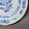Liverpool delft plate decorated in blue floral, 1750