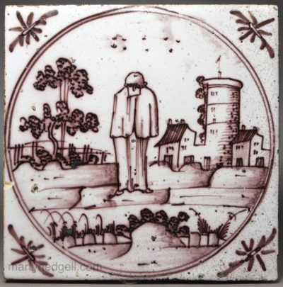 Bristol delft tile, circa 1750
