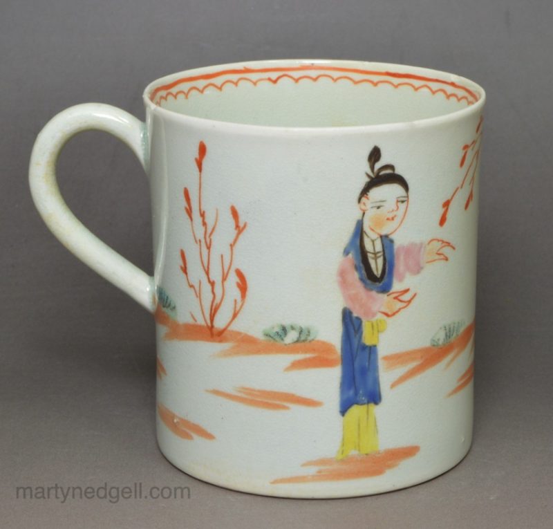Liverpool porcelain polychrome Chinoiserie coffee can, circa 1760