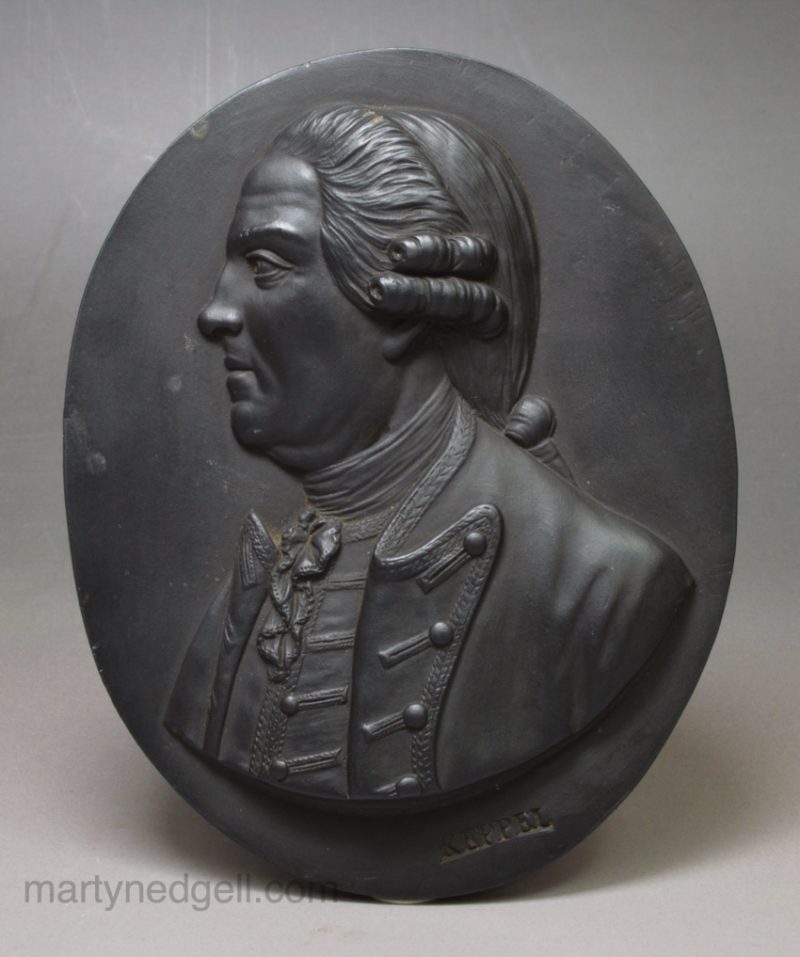 Wedgwood and Bentley black basalt plaque of Admiral Keppel, circa 1775